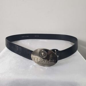 Versace Black Leather Belt for Men